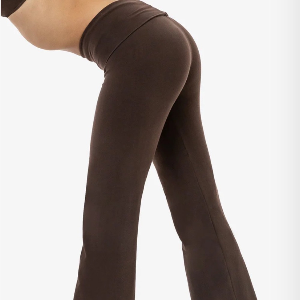 LOS ANGELES APPAREL GARMENT DYE YOGA LEGGING XS BROWN BRAND NEW
